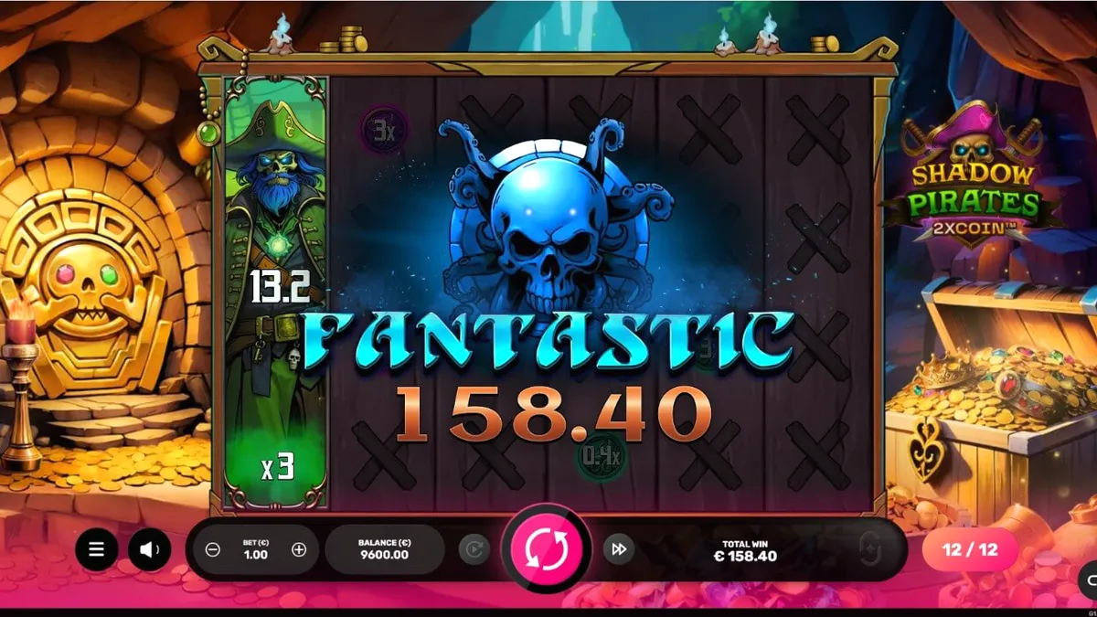Tampilan visual slot Shadow Pirates dengan tema bajak laut hantu dan harta karun
